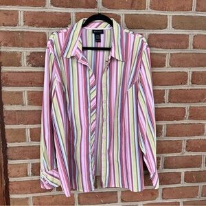 Lane Bryant vertical stripe button down blouse. 22/24
